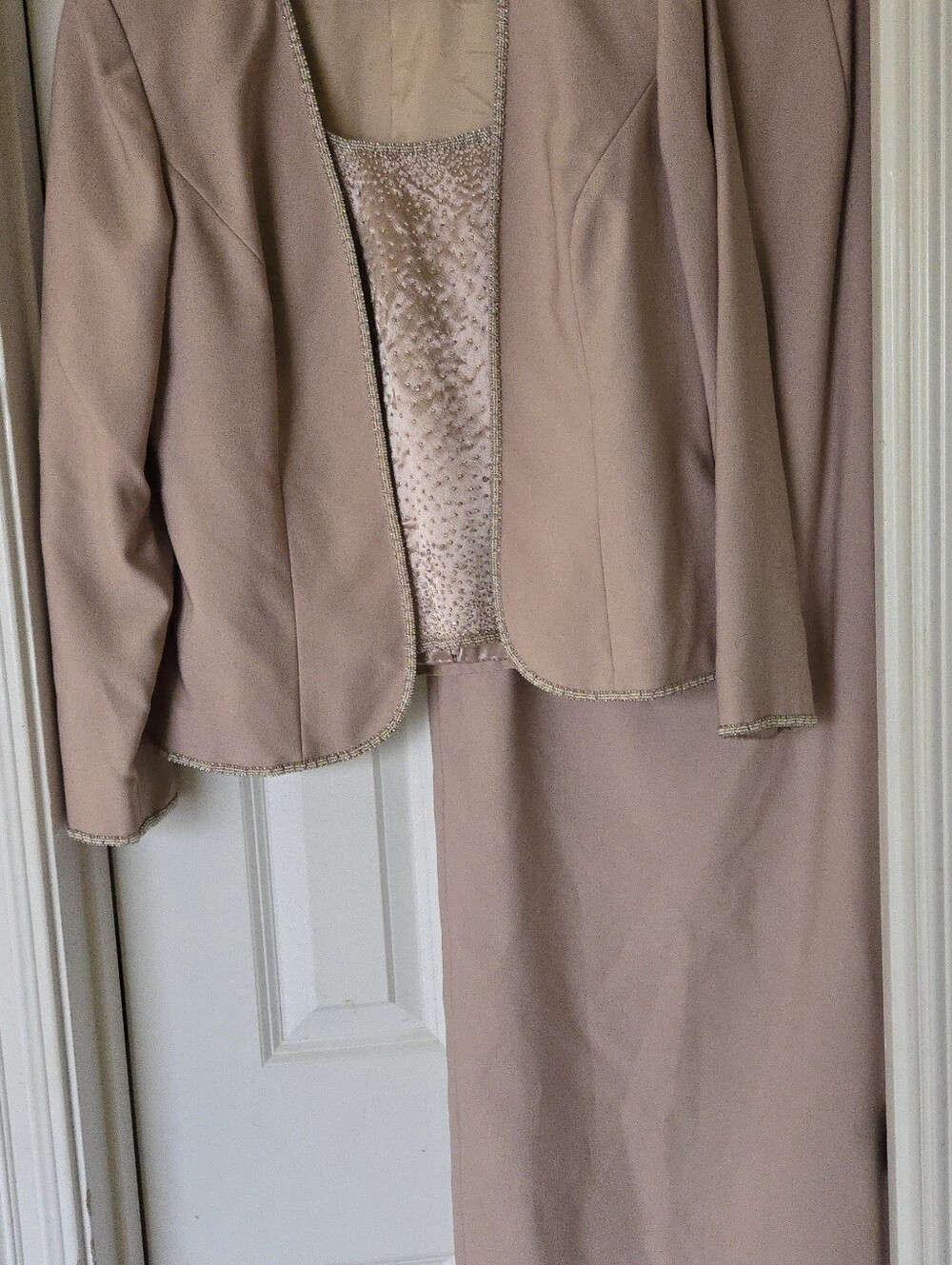 Vintage Caterina Couture By Jordan MOB 3 Piece Beaded Champagne Long Dress 10 - Picture 7 of 7